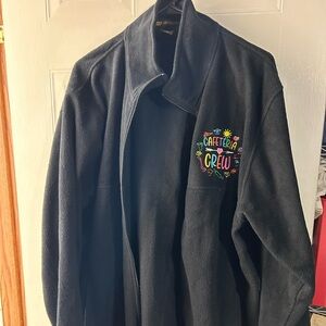 Black Fleece Jacket with Embroidered Design